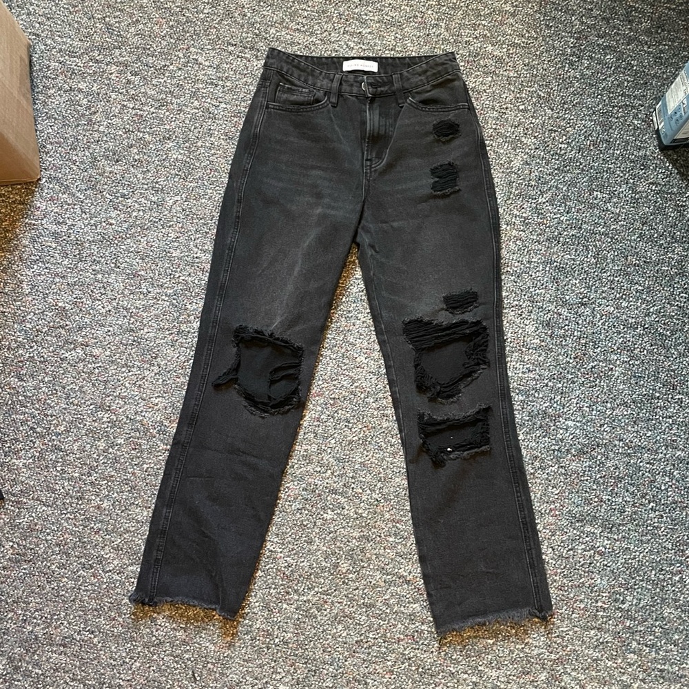 Flying Monkey high waisted distressed jeans | size 25 | lightly worn | black